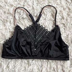 Livy black satin lace‎ racerback bralette